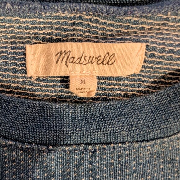 Madewell Women's Top Medium Cropped Tee Shirt Indigo Raglan Flare Sleeve - Picture 2 of 7